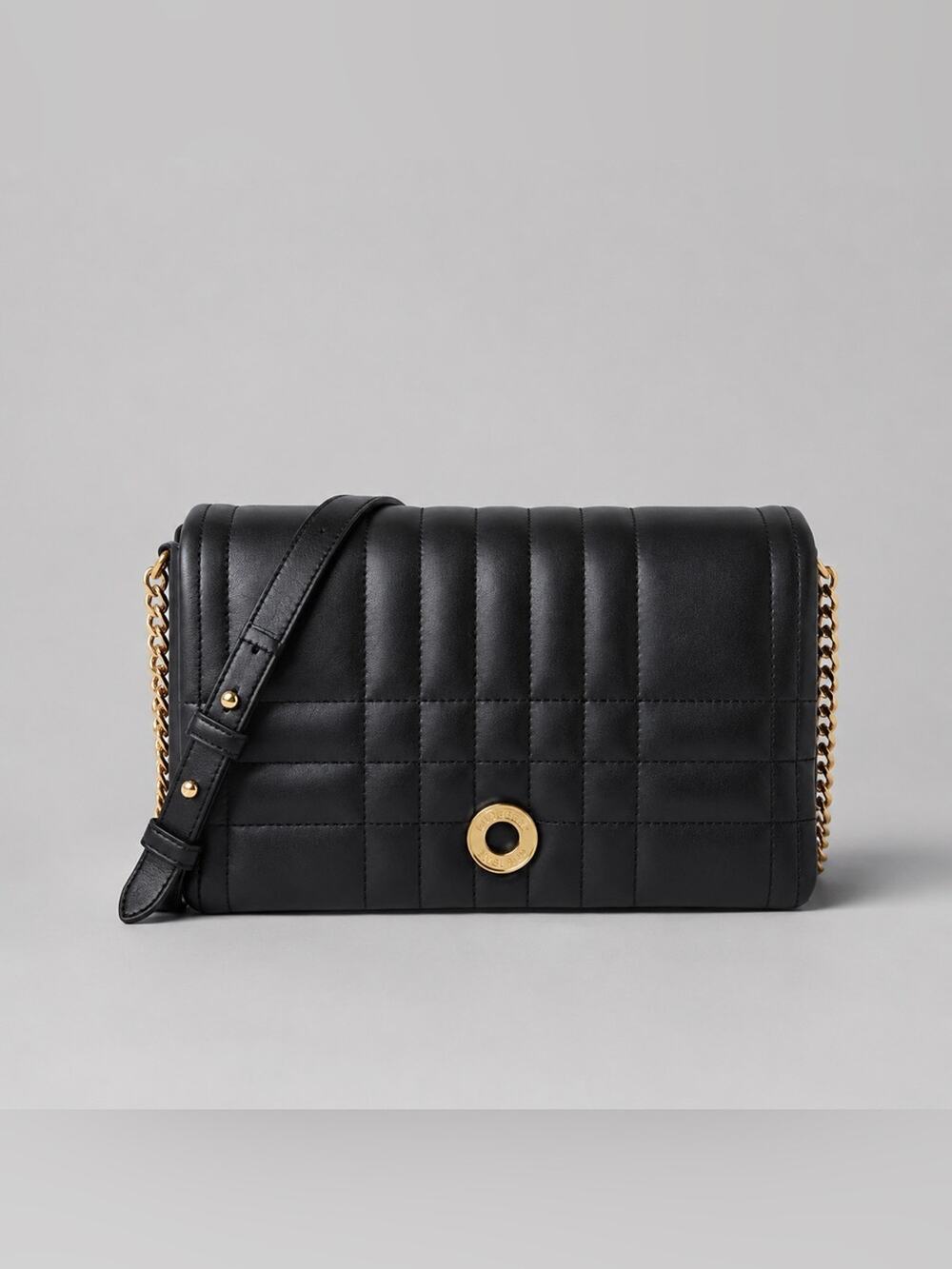 Burberry Black Quilted Leather Crossbody with Gold Chain $2250